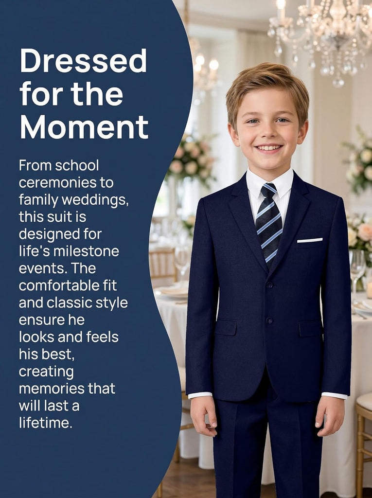 Boys Suit 5 Piece Suits for Kids Tuxedo Suit Set with Shirt Tie