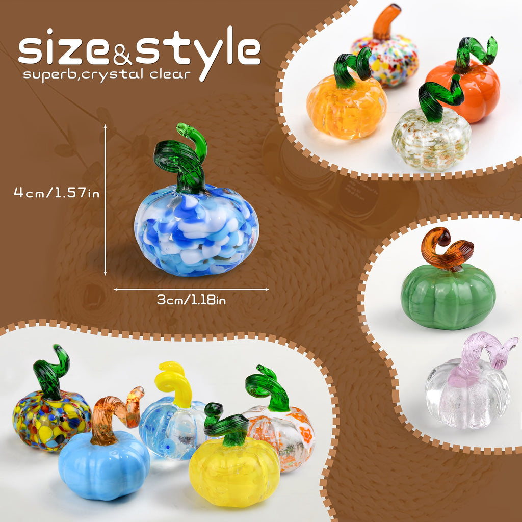 12 Pack Small Hand Blown Glass Pumpkins for Decorating