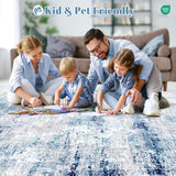 Area Rugs 5x7 for Living Room: Washable Rug Modern Abstract Neutral Rugs Non-Slip Low-Pile Soft Carpet for Bedroom