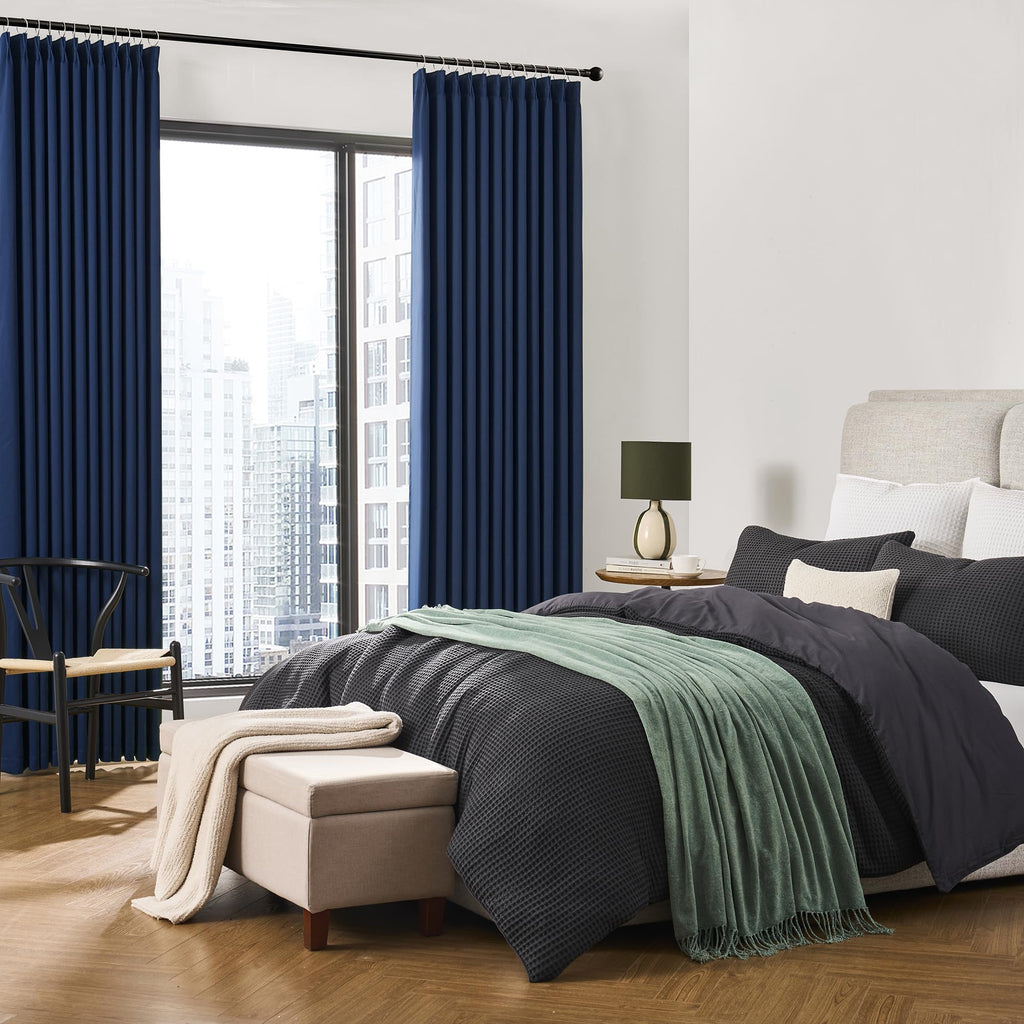 Pinch Pleated Curtains 100 Inches Long 2 Panels Set, Thermal Insulated Blackout Room Darkening Curtain, Window
