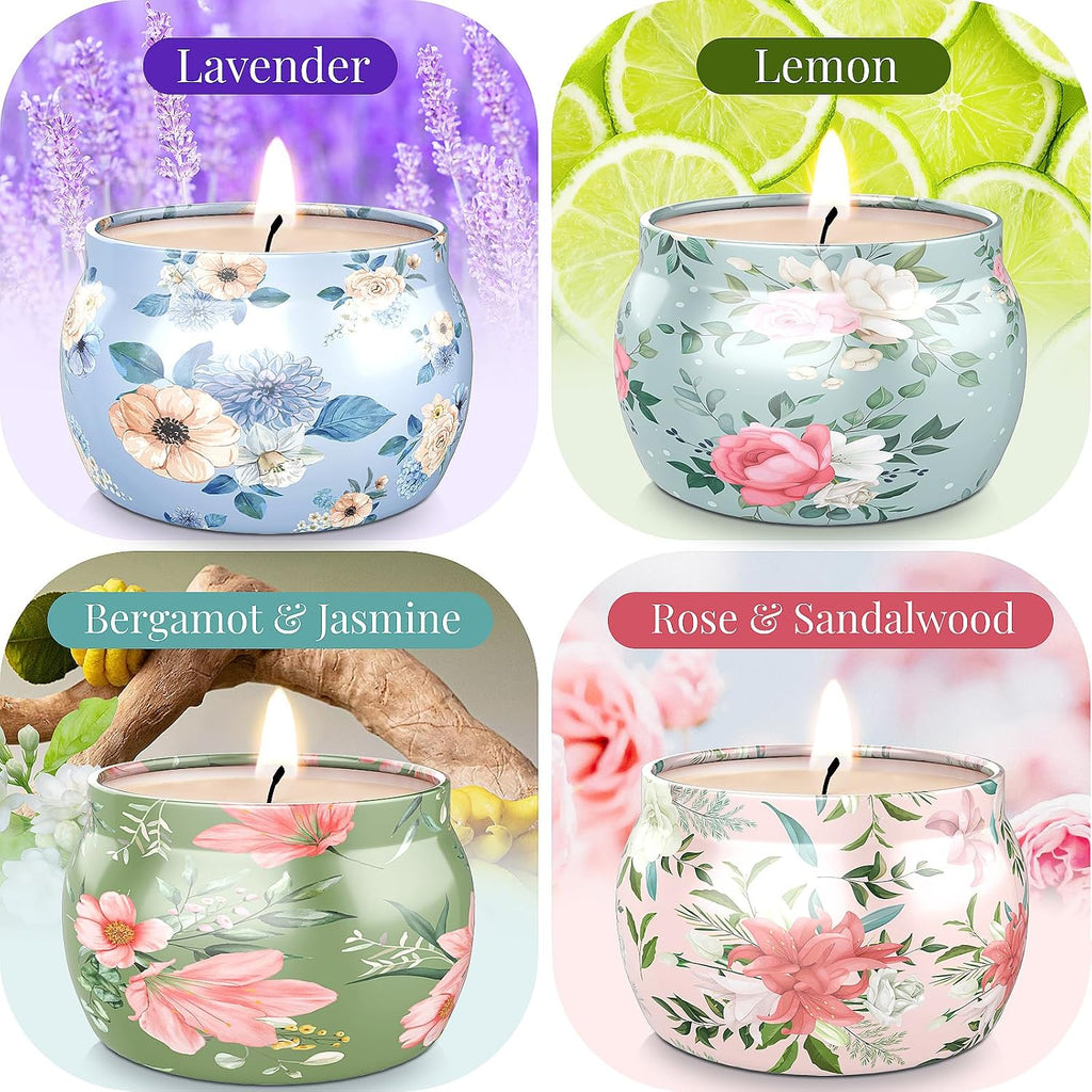 Scented Candles Set, 17.6 oz 4 Pack Home Scented Candles, 100-120 Hours Candle Set for Men Dad Women, Long Lasting - Set of 4