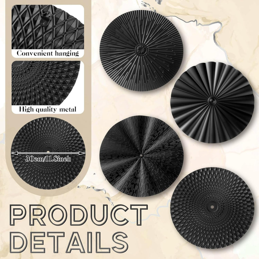 Inch Black Metal Wall Art Decor Modern Sunburst Decor - Set of 4