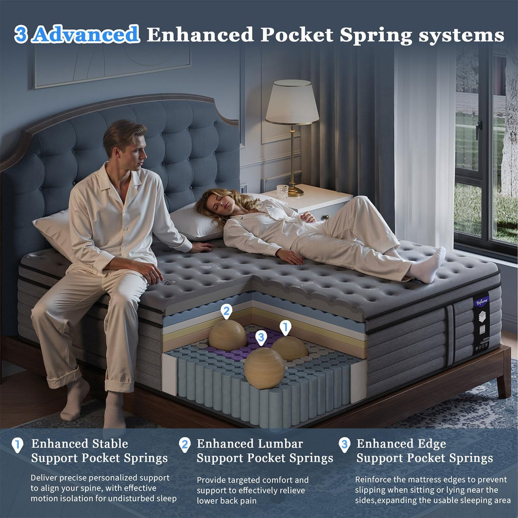 (Luxury Hotel) 18 Inch Hybrid King Size Mattress in a Box, Medium Firm | (2026 Upgraded) Reinforced Edge Support