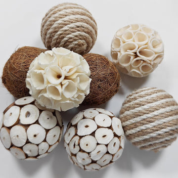Natural Handmade Decorative Balls, Bowl Filler Orbs Decor, Table Centerpiece & Dough Bowl Vase Decor - Set of 8