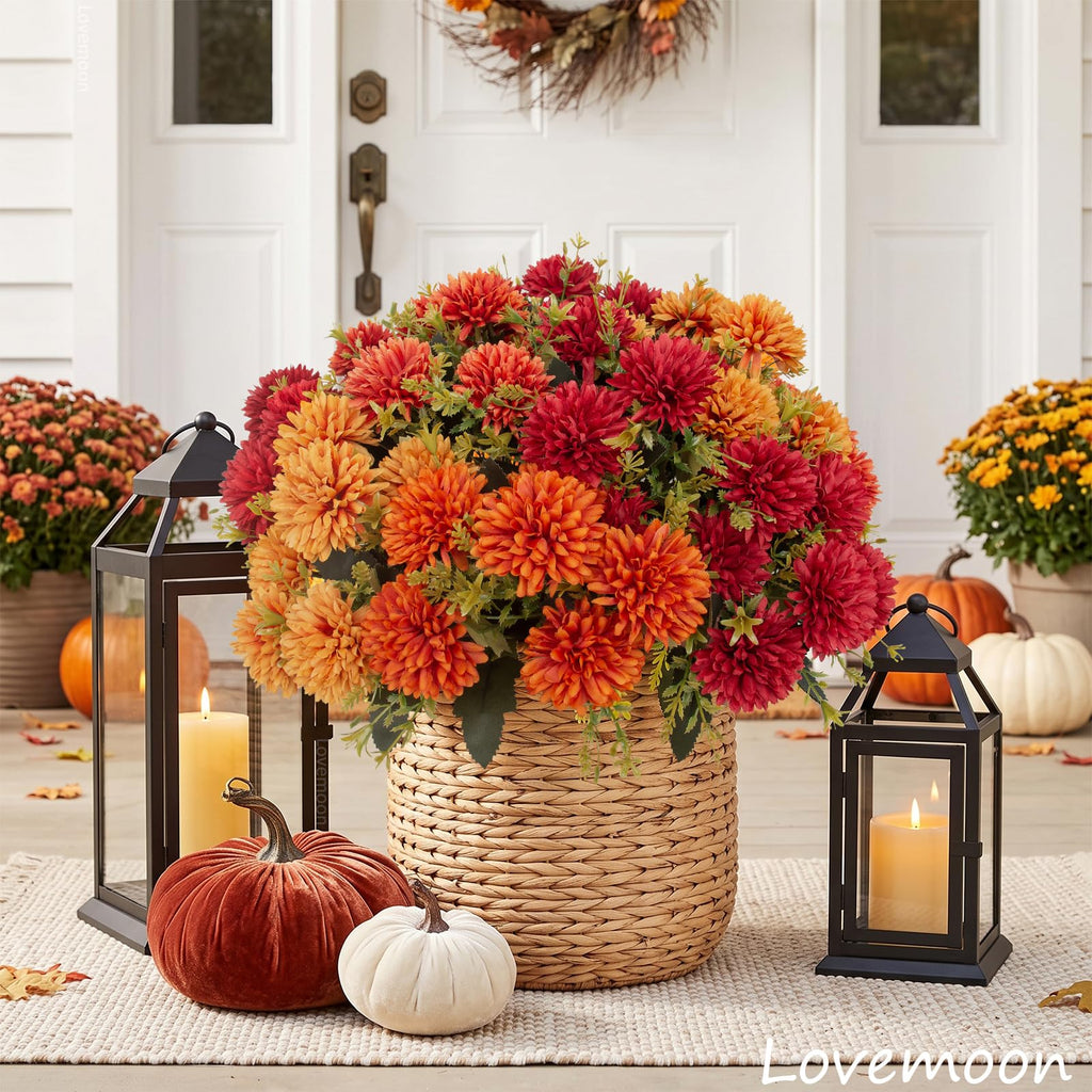 Artificial Chrysanthemums Flowers for Outdoors, Fall