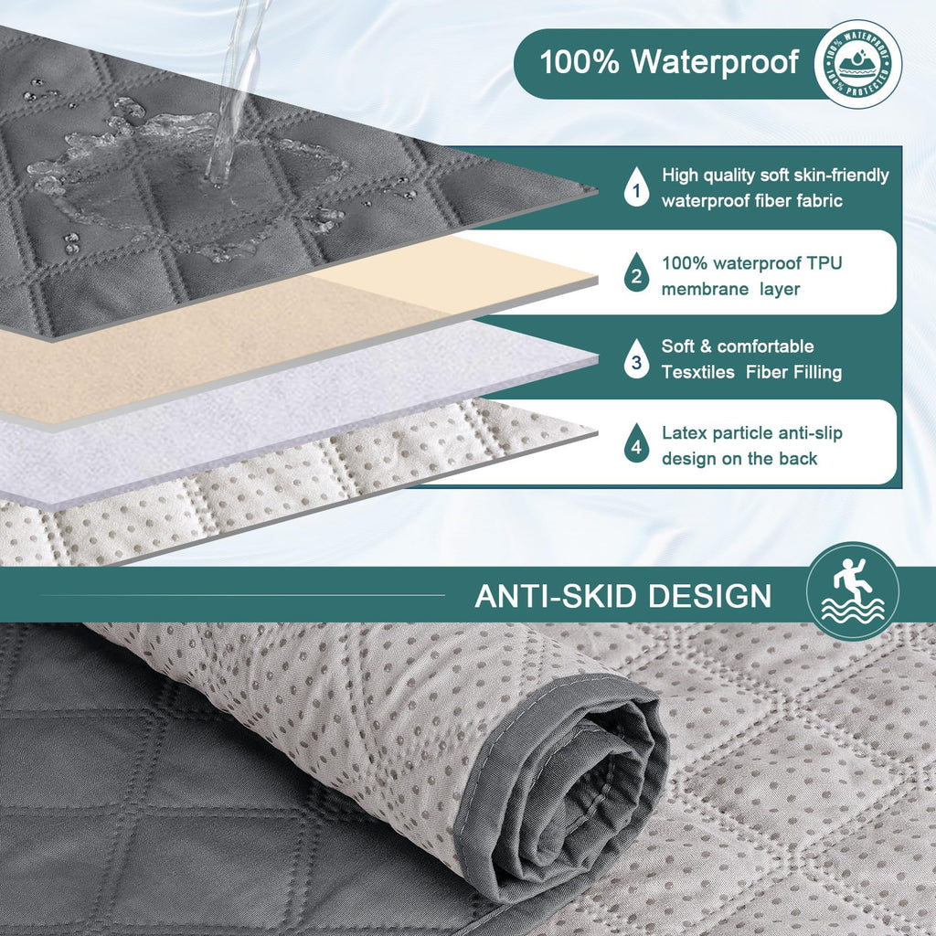 Waterproof Recliner Sofa Cover with Console, Dark Grey