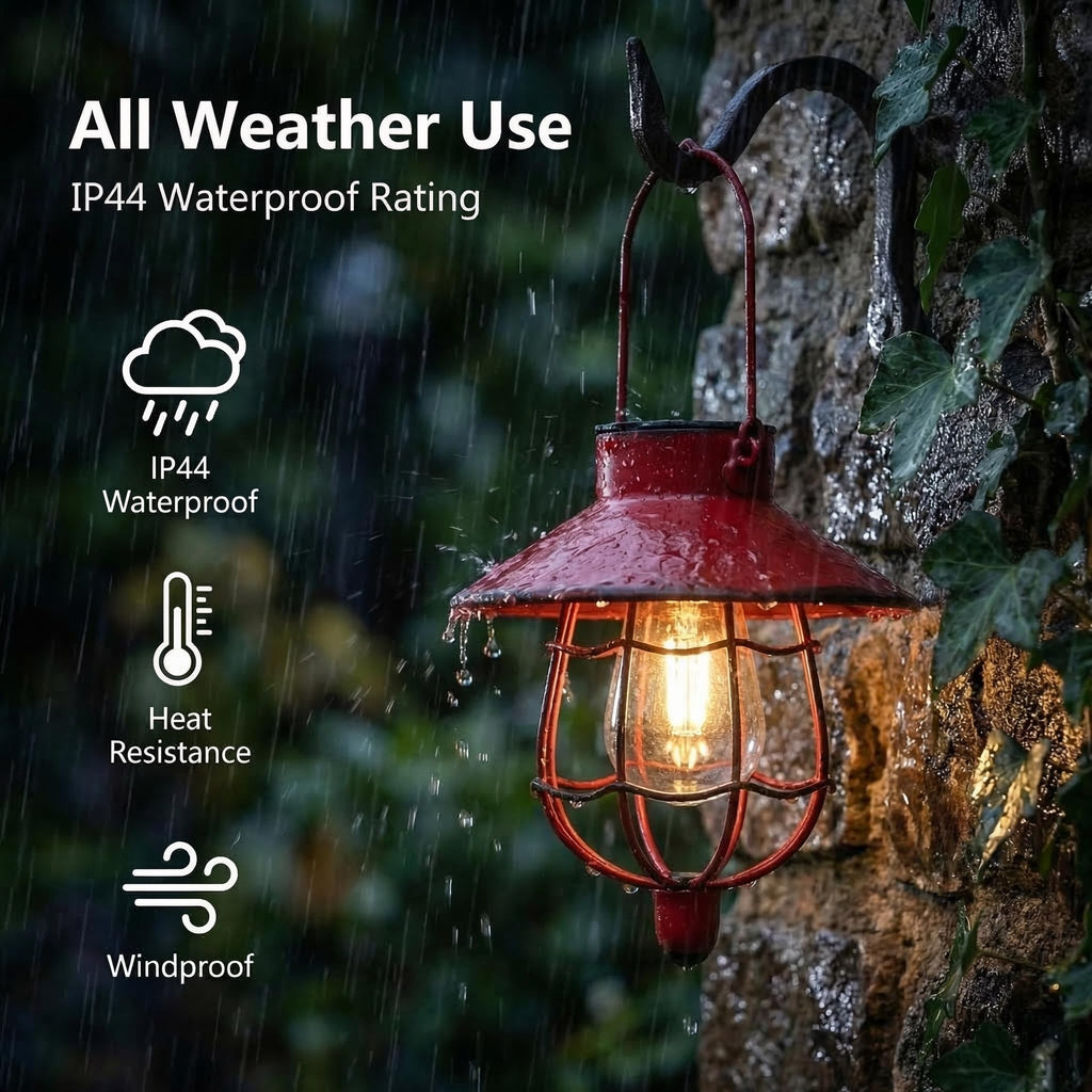 2 Pack Solar Lantern Hanging Waterproof Outdoor Metal Solar Lamp with Warm White Light Decorate for Yard Garden