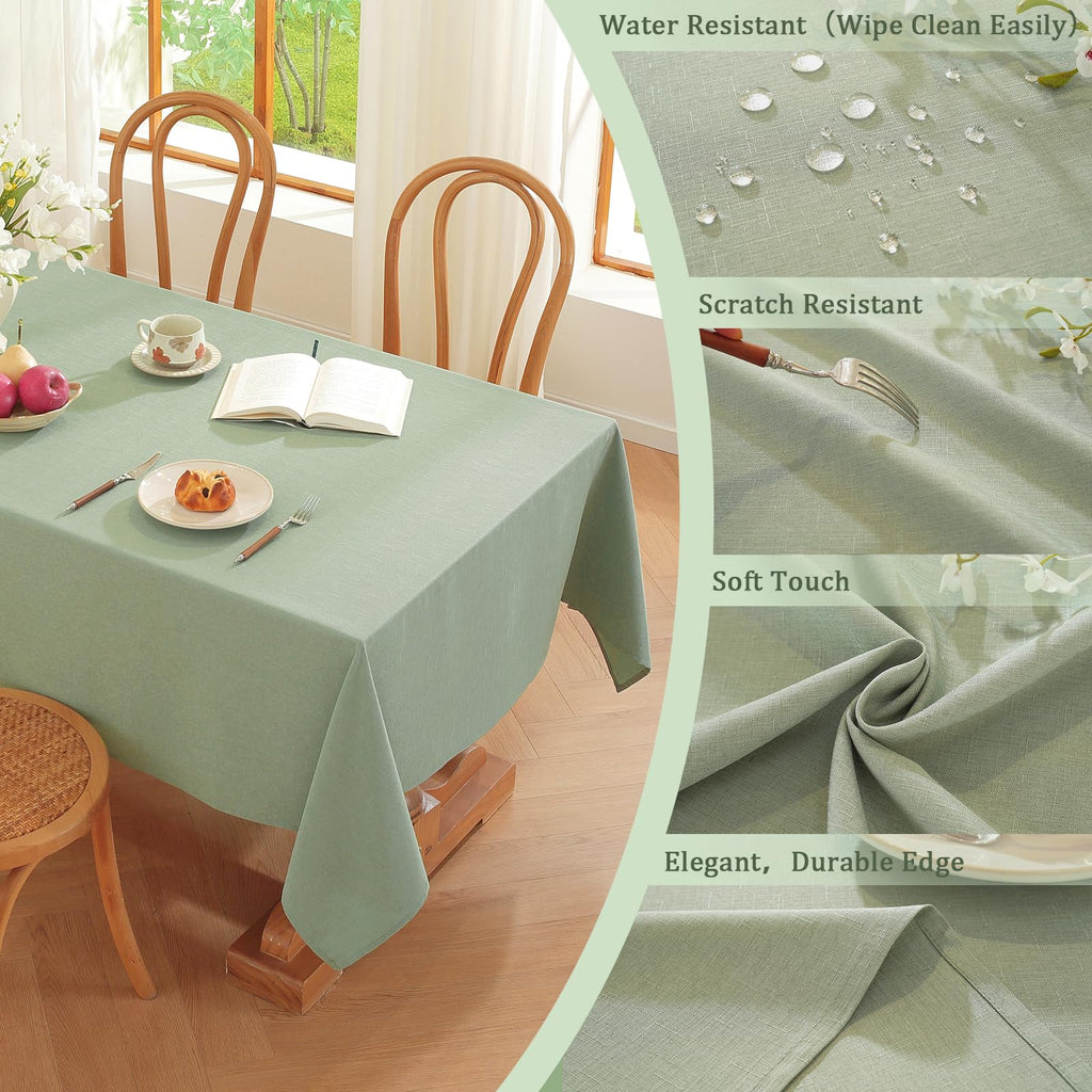 Table Cloth Rectangle Table, 60X90 Inch Linen Textured Tablecloth Spring Waterproof Spill-Proof TableCloths Wrinkle