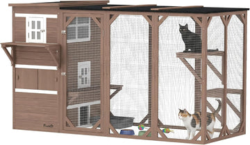 Catio Outdoor Cat Enclosure Large Wood Kitten Cat House 45" H Brown