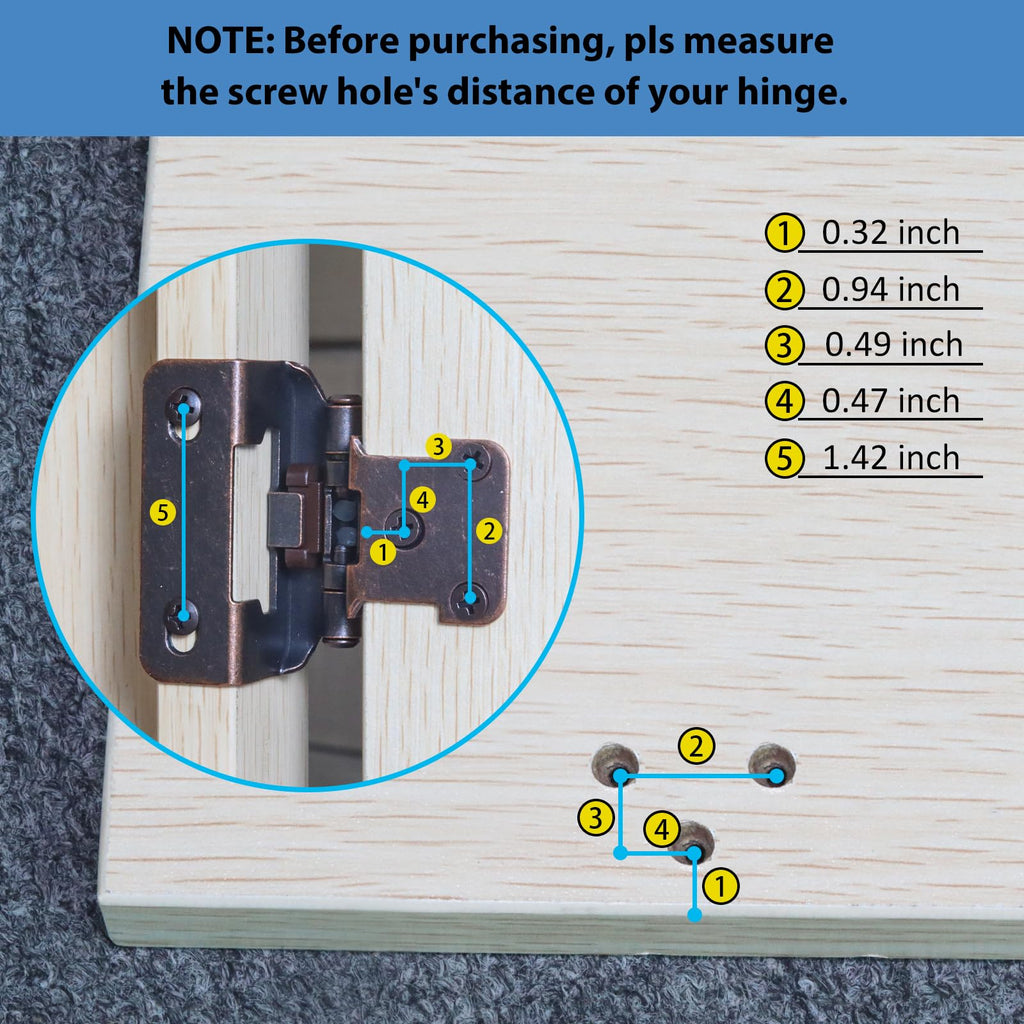 8 Pack (4 Pairs) 1/2 Inch Overlay Partial Wrap Hinges Oil Rubbed Bronze