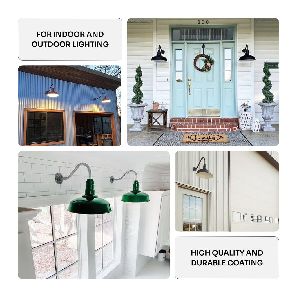 23" Gooseneck Barn Light Outdoor | Farmhouse Exterior Wall | Matte Black
