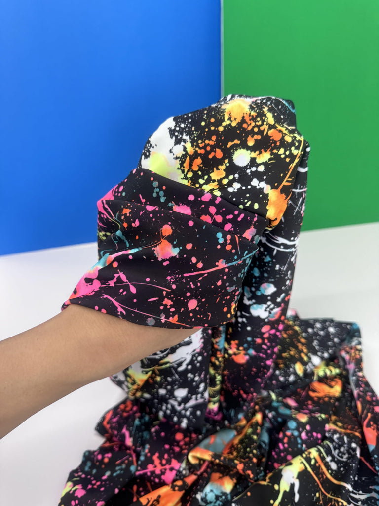 Colour Splash Print Premium Nylon Spandex Fabric - Ultra-Soft & Stretchy 4-Way Stretch Fabric by The Yard - Perfect