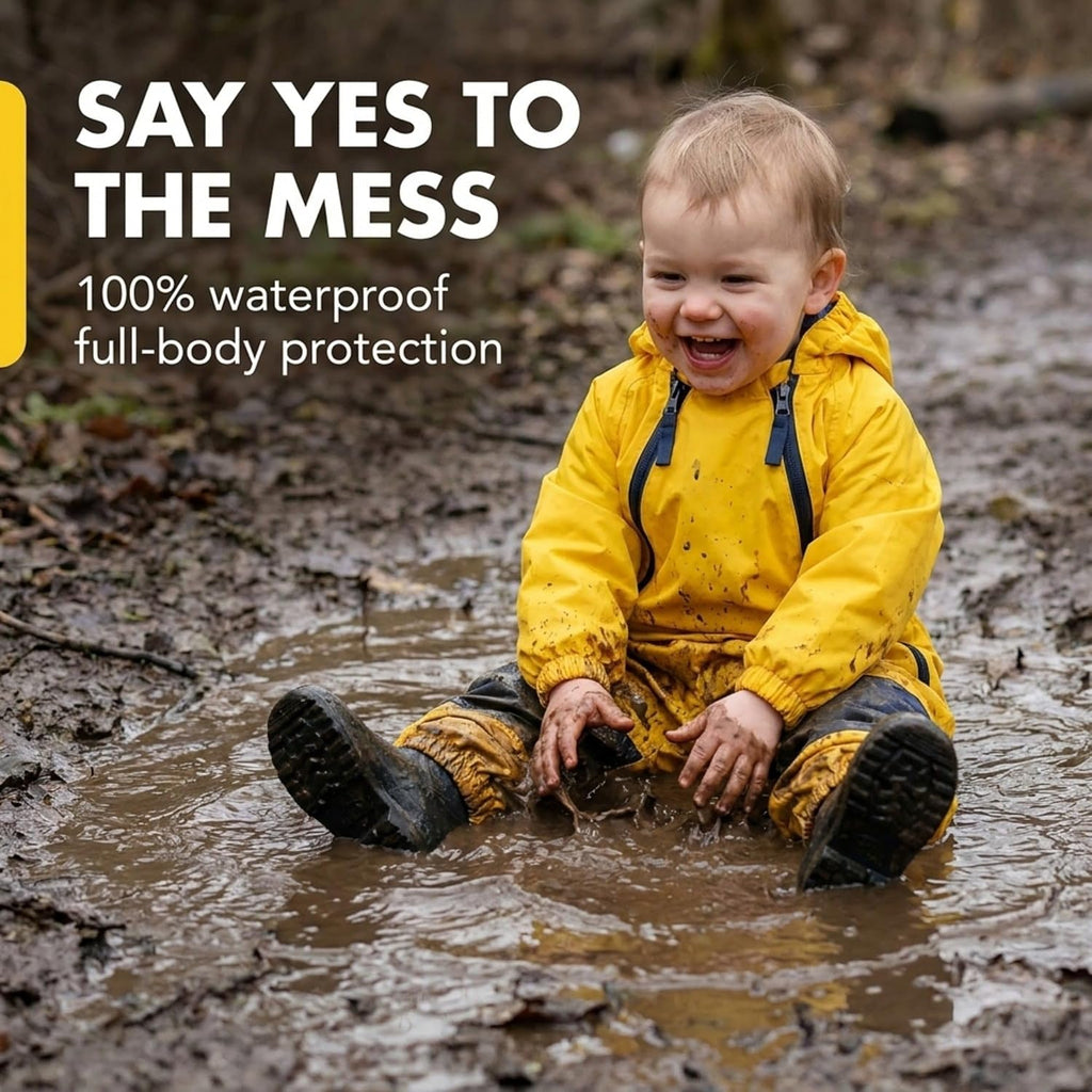 Muddy Buddy Kids Waterproof Rain Suit One-Piece Coverall, Dual Zippers, Sealed Seams, Reinforced Knees - Boys & Girls