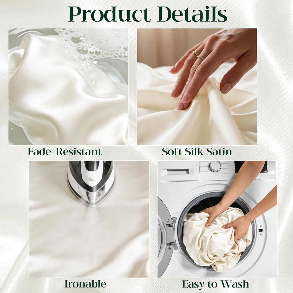 8 Pack Ivory Satin Tablecloth 58 x 102 Inch Overlay Seamless Design