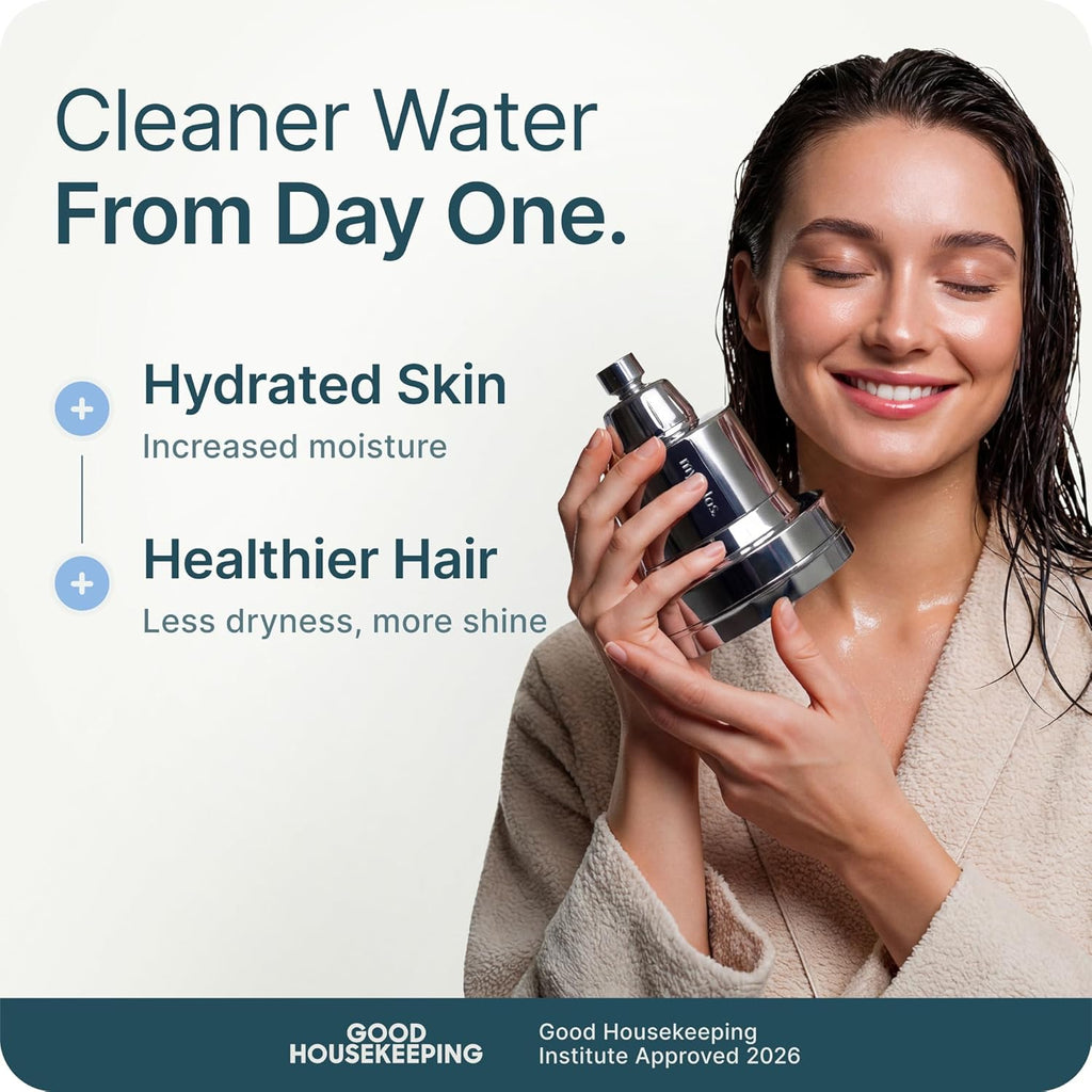 Filtered Shower Head for Hard Water Filter - High Pressure, Removes Chlorine