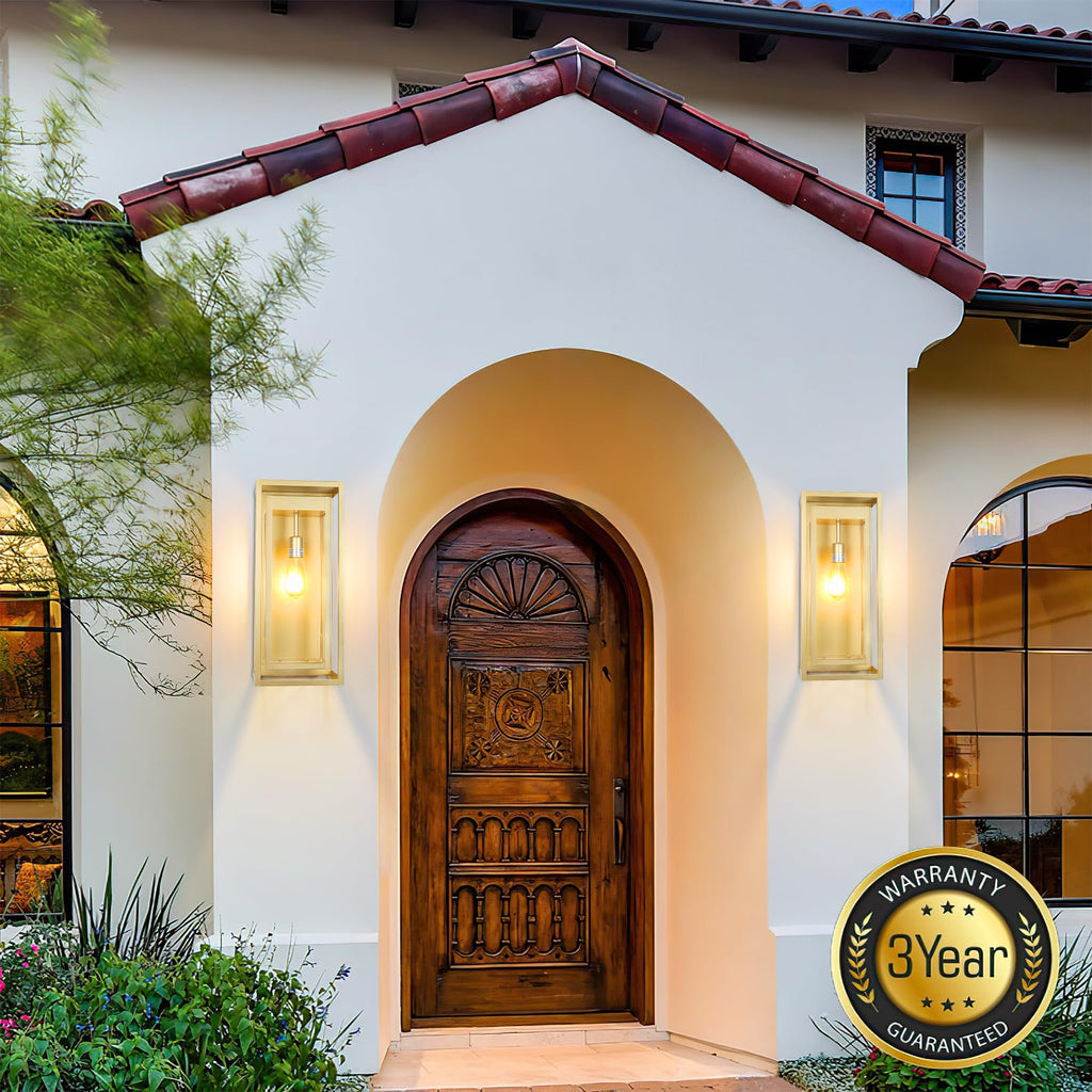 19 Inch Gold Outdoor Wall Light Fixtures, 2 Pack Porch Lights