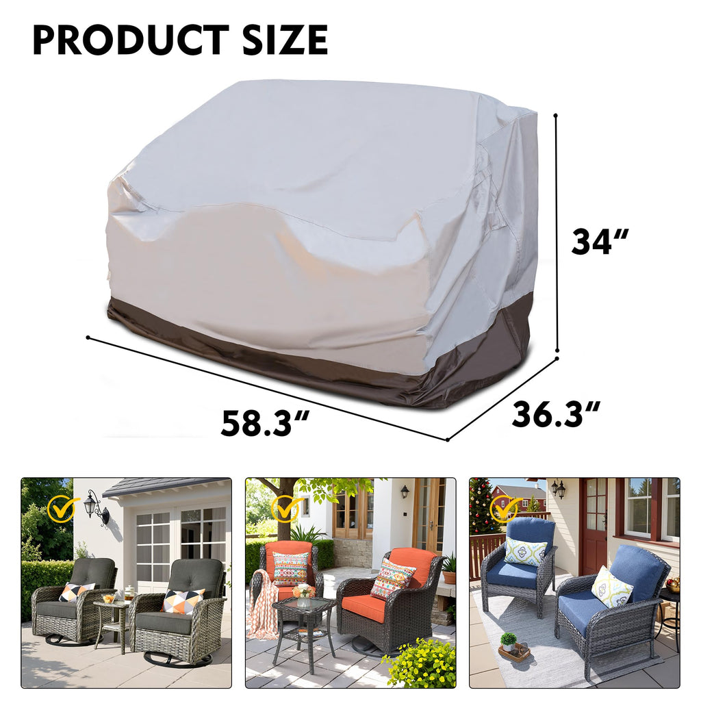 Patio Furniture Set Cover Outdoor Sectional Sofa Couch Chair Ottoman Waterproof Covers General Purpose, 58" L x 36" W