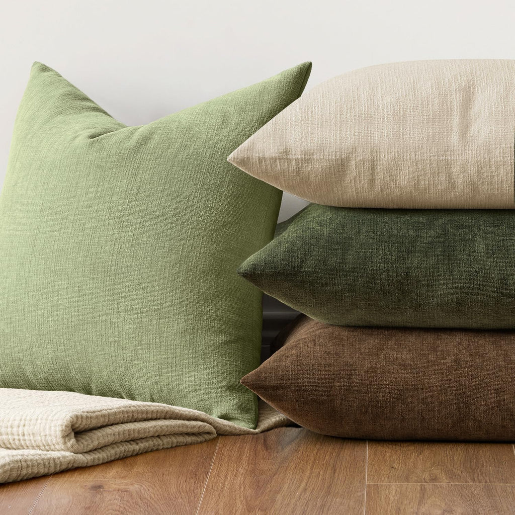 Sage Green Chenille Couch Throw Pillow Covers, 16x16