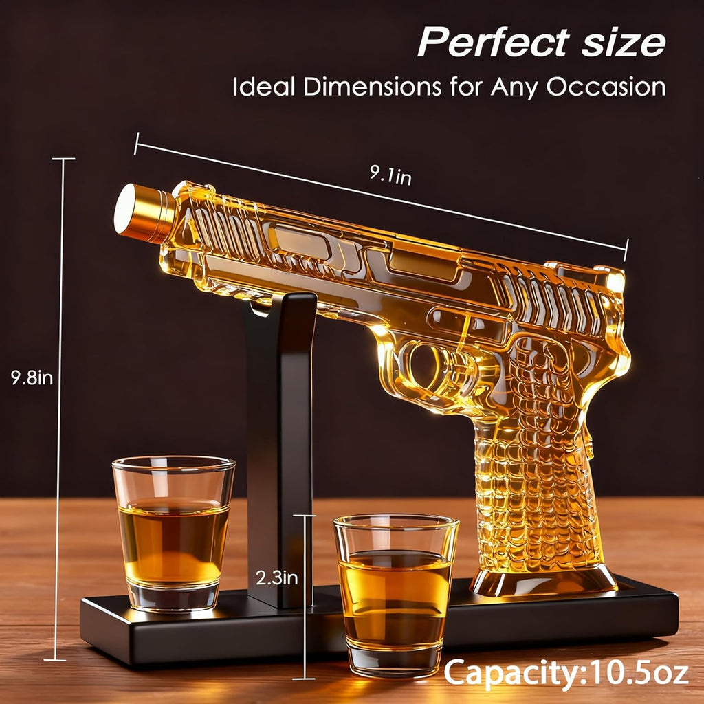 Gifts for Men Dad, 10.5oz/300ML 【Handcrafted】Gun Whiskey Decanter Set with Shot Glass, Unique Birthday Gifts for Men - Set of 4