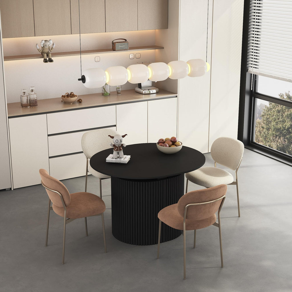 44 in-132 in Extendable Round Dining Table for 4-12, Long Large Expandable Kitchen Table with Fluted Base, Space