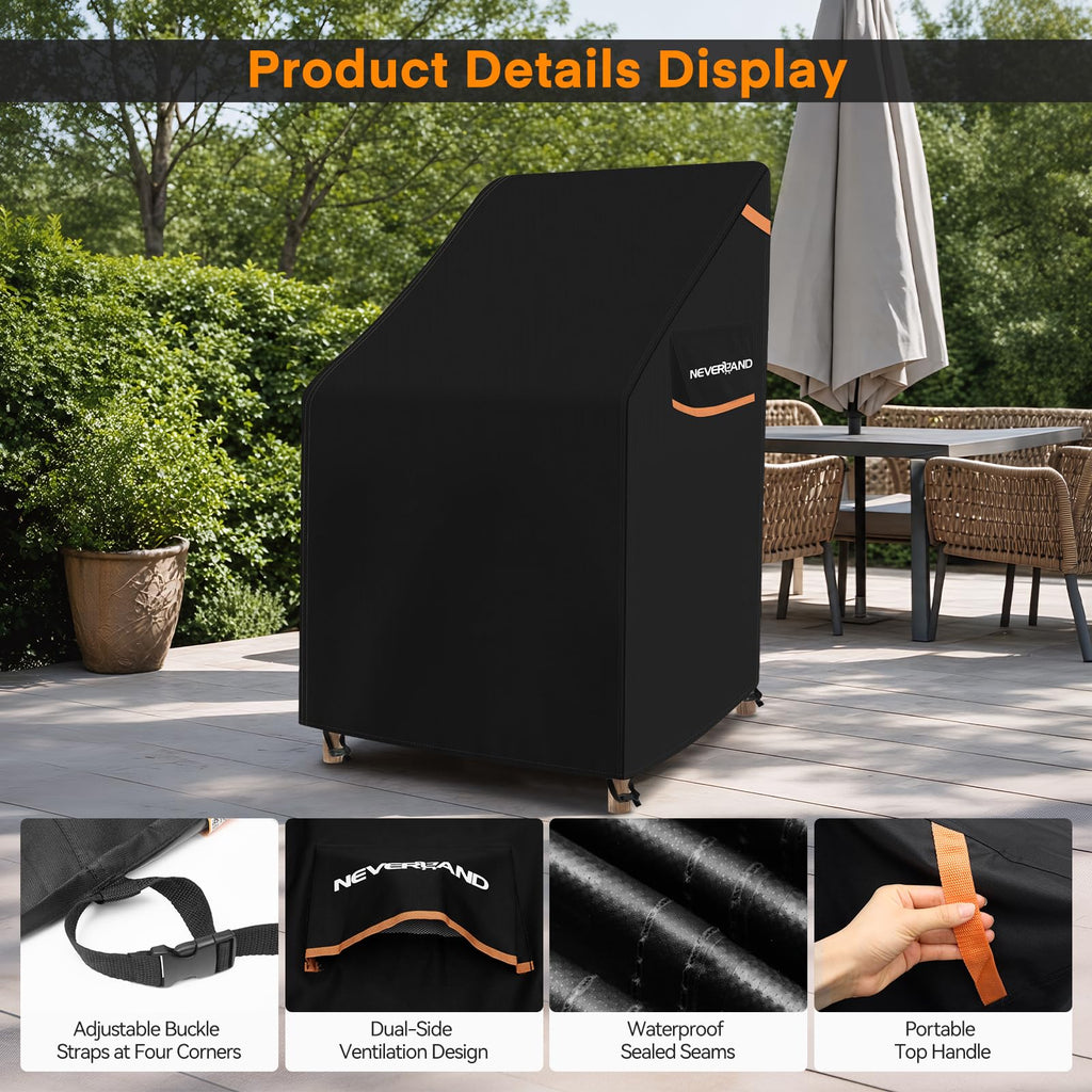 Waterproof Stackable Patio Chair Cover for 4-6 Chairs 27x27x49 in