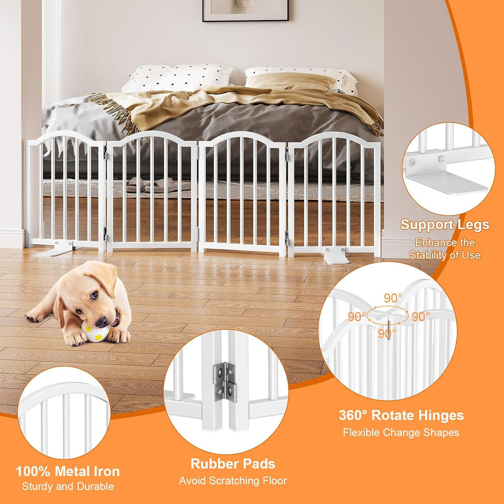Short Dog Gate Indoor, 16" High Freestanding Small Dog Door Gates with Support Feet, Expands Up to 48'' Wide Foldable