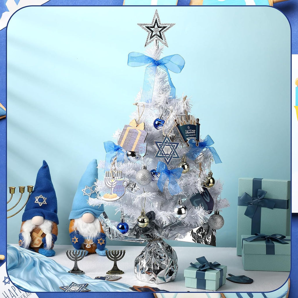 24 Inch Hanukkah Decor Tabletop Mini Hanukkah Tree with Lights