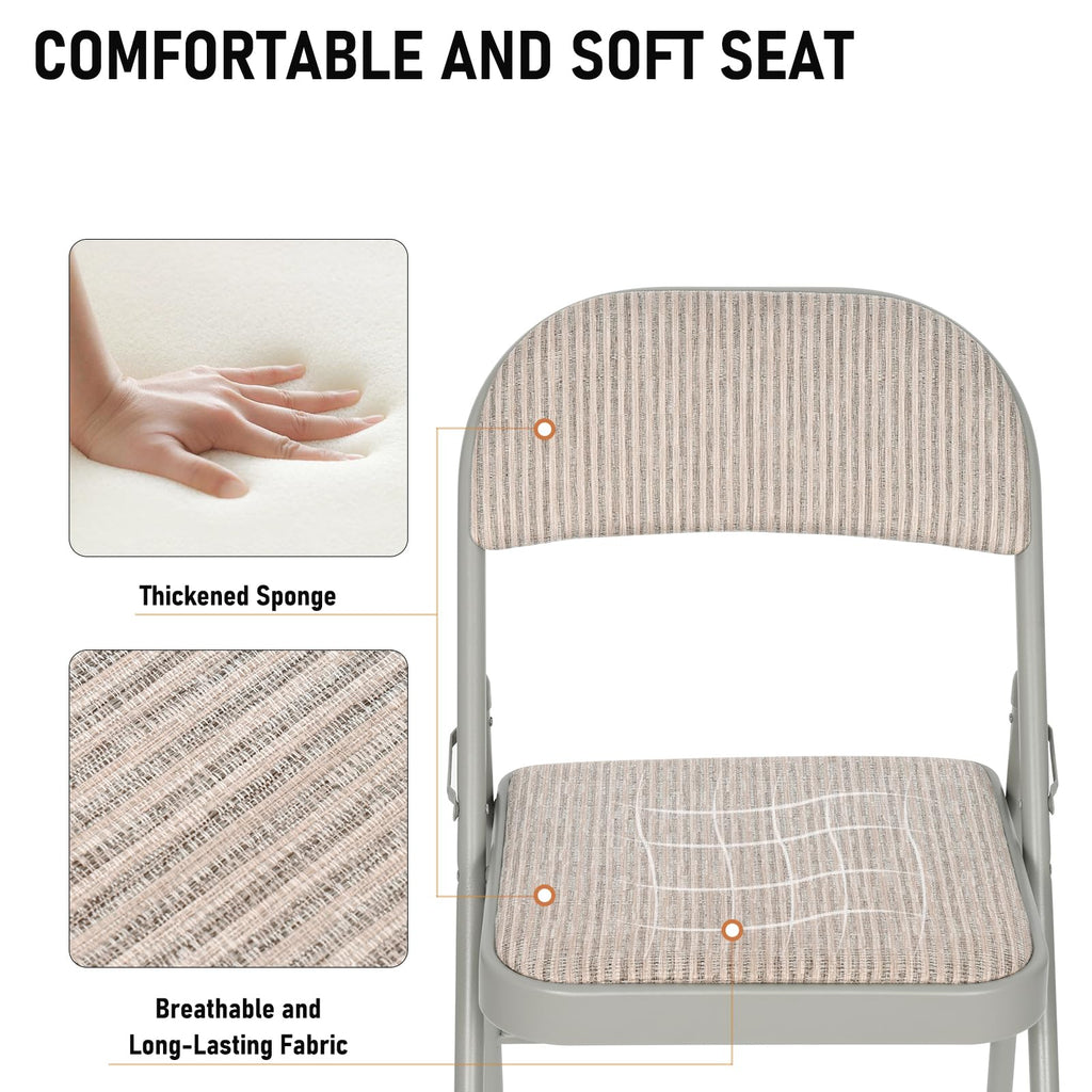 12 Pack Fabric Folding Chairs with Padded Cushion, Steel Frame, Grey, 350lbs