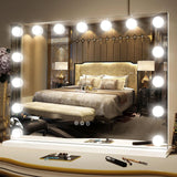 Hollywood Vanity Mirror with Lights 23x18,Large Lighted Mirror Makeup Mirror with 15 Dimmable LED Bulbs, 3-Color