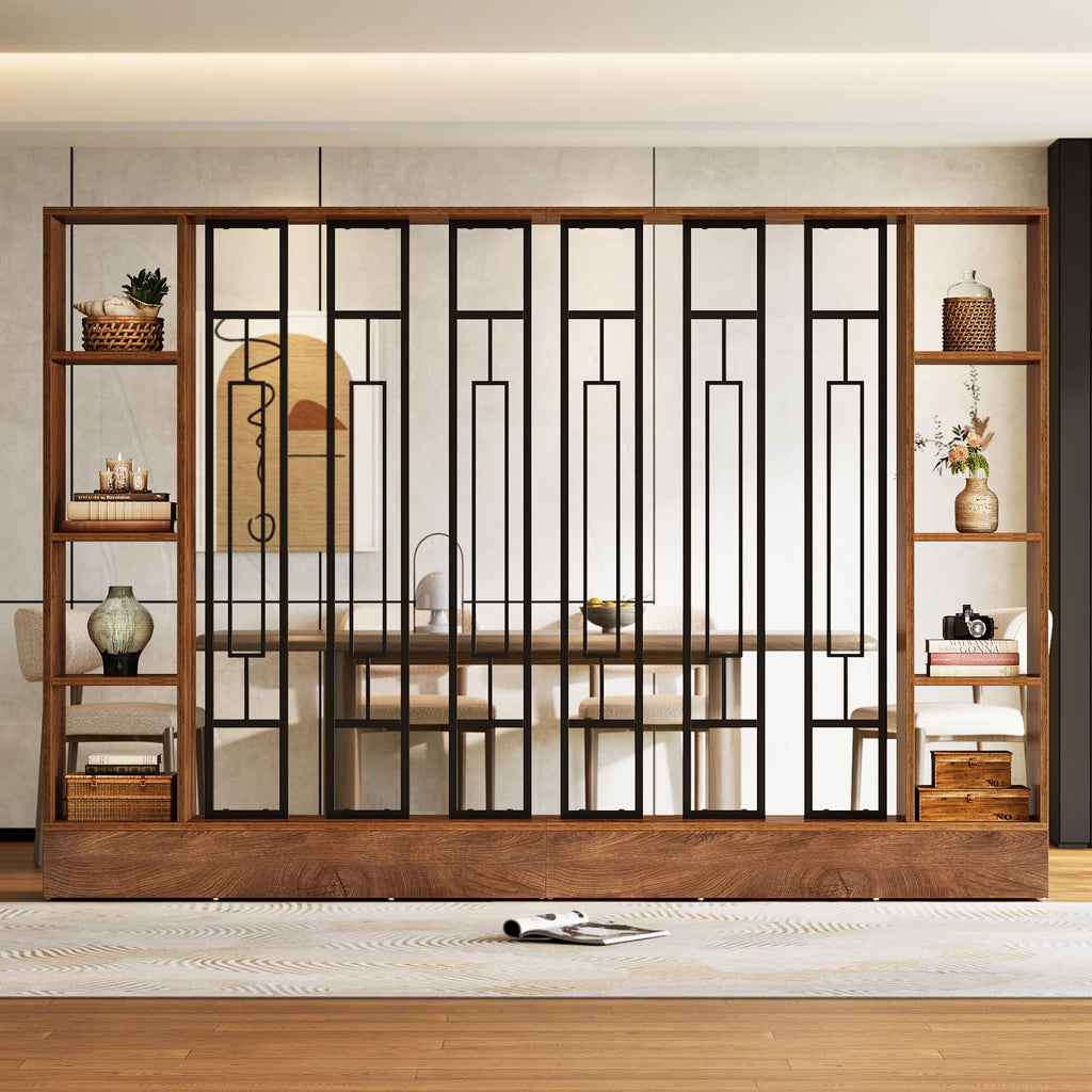 Room Divider with Shelves, 71" Freestanding Storage Room Divider