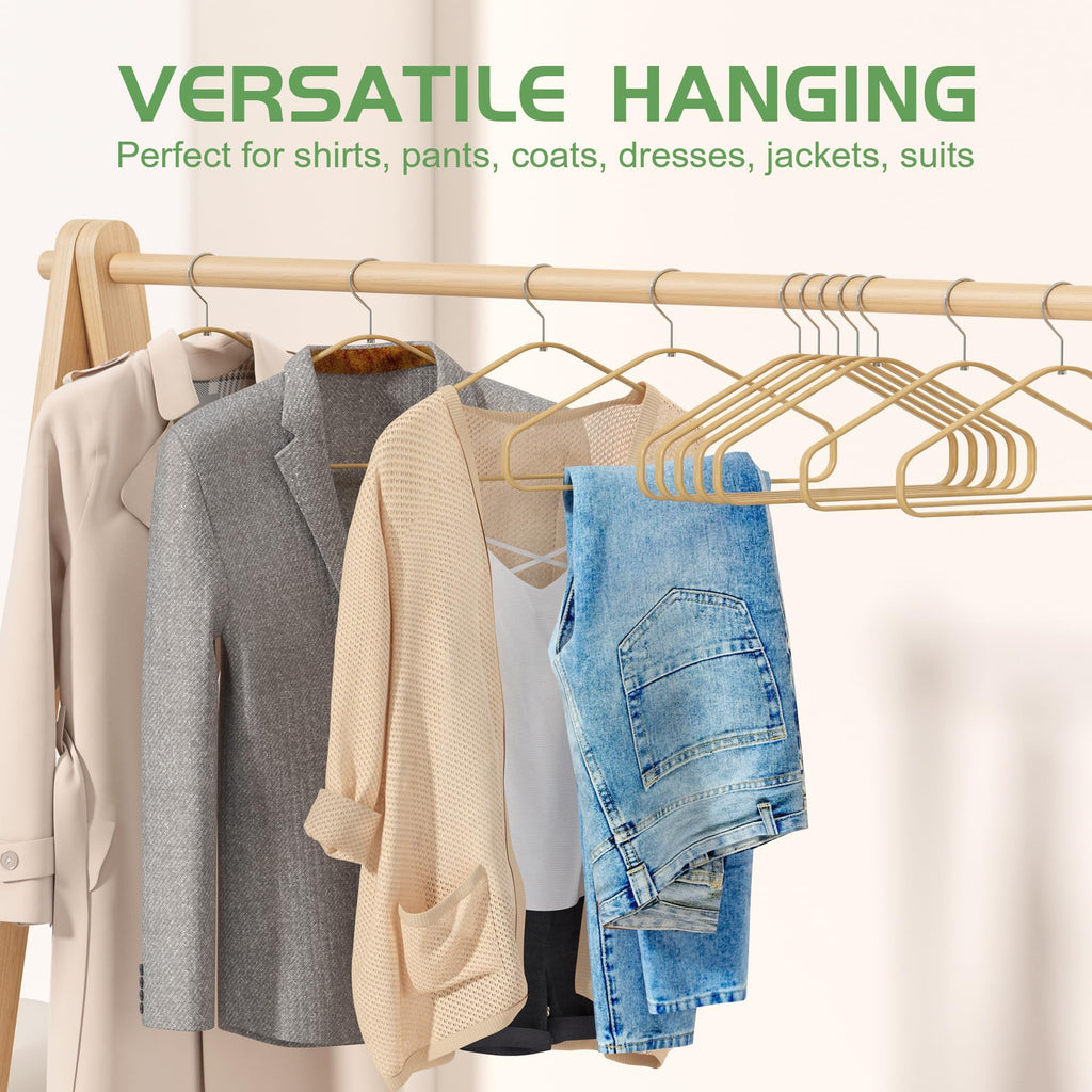 Bamboo Clothes Hangers 50 Pack, Suit Hangers 360° Rotatable Hook, Natural