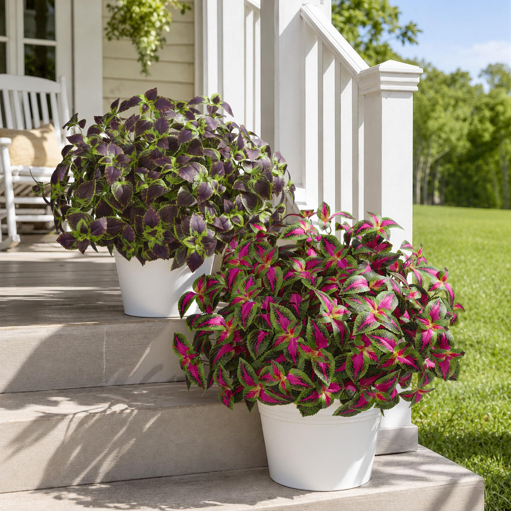 Artificial Coleus Plants Outdoor 5 Pcs (Red)