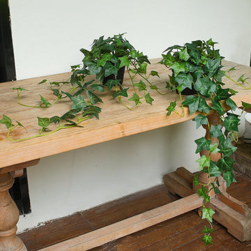 Fake English Ivy Artificial Plants - 33" Set of 2 Realistic Artificial Silk Ivy Vines with Pots, Faux Plants Indoor