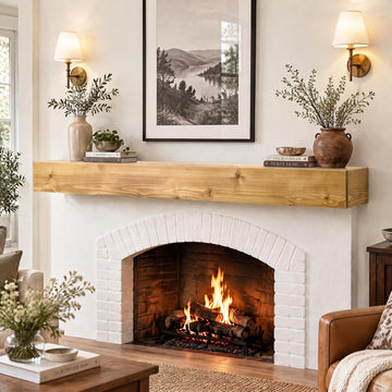 Wood Fireplace Mantel Shelves Wall Mounted, 72"W X 8"D x 5"H, Natural