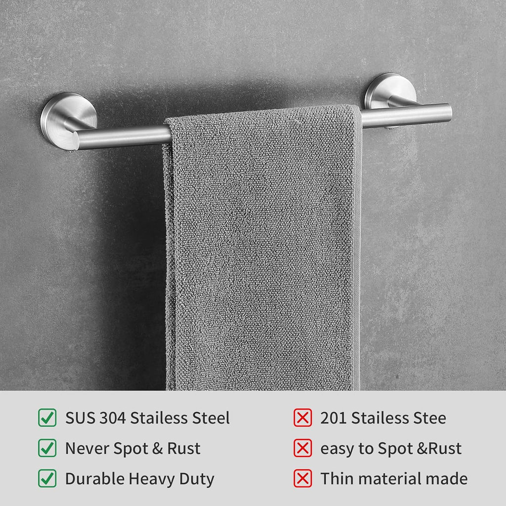 Bathroom Hardware Set 10 Pieces, Stainless Steel Towel Bar Set Includes 16 inch Towel Bar, Towel Hook, Towel Ring