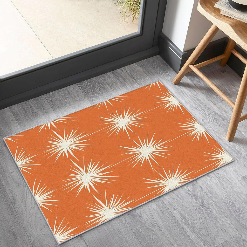 Orange Atomic Throw Rugs 2x3
