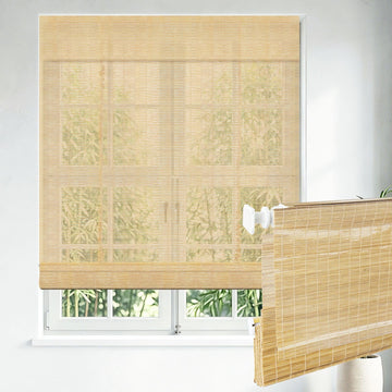 No Drill Cordless Bamboo Roman Shades, Made to Size, 54" Long