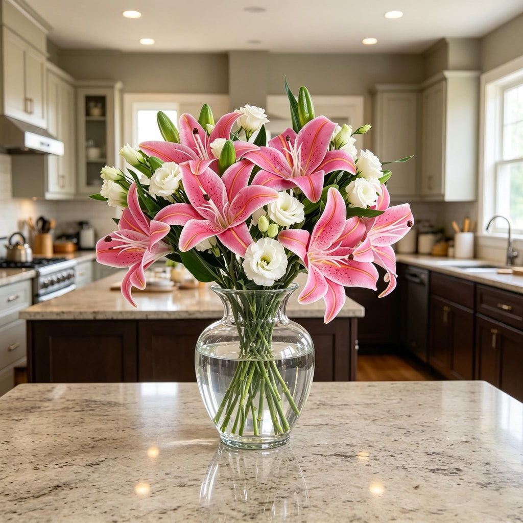 6 Pcs Real Touch Tiger Lily Artificial, Rose Pink