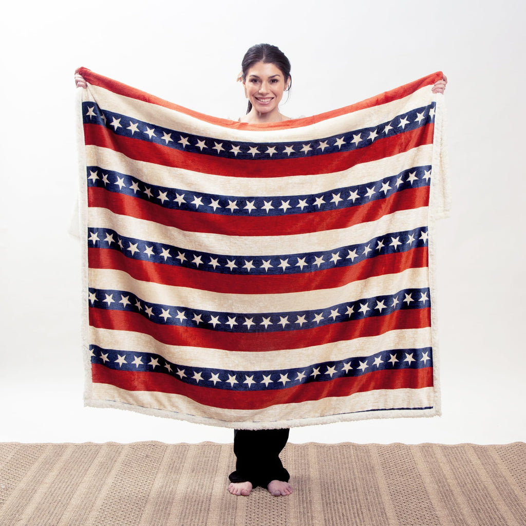Ultra Premium Super Soft Plush Sherpa Fleece Oversized Throw Blanket 54" x 68", Americana