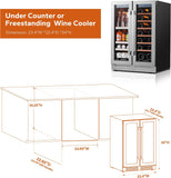 24 Inch Wine and Beverage Refrigerator - Panel Ready Fridge, 60 Can & 20 Bottle 