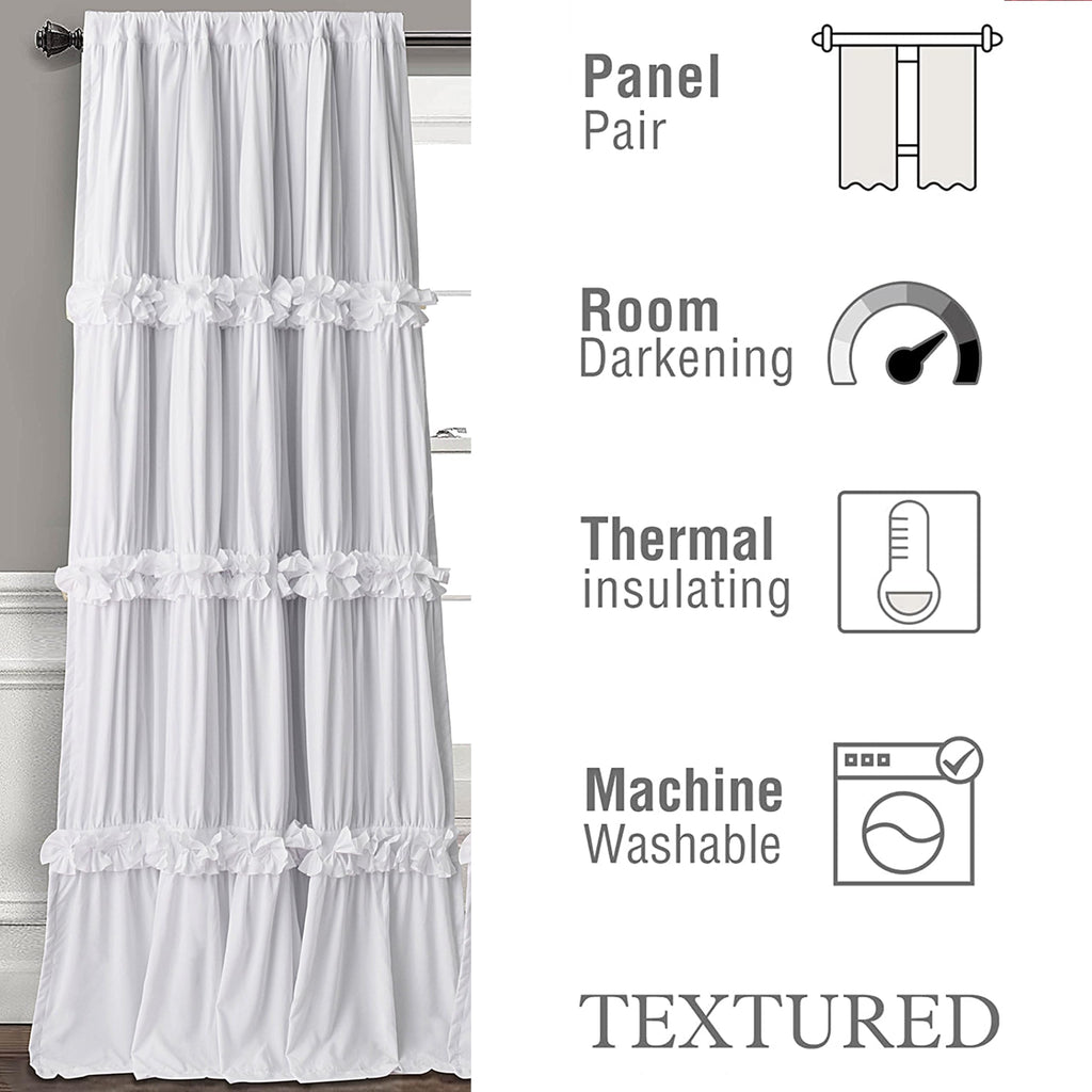 White Blackout Window Curtains, 52" W x 96" L x 2 Panels