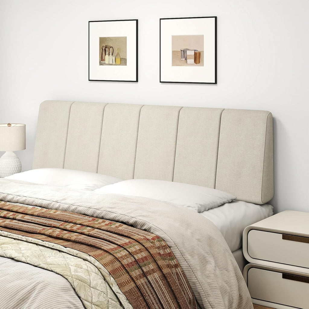 Queen Headboard Only-No Assembly, Upholstered Headboard Queen Linen Fabric Modern Style Headboards Extra-Thick, Beige