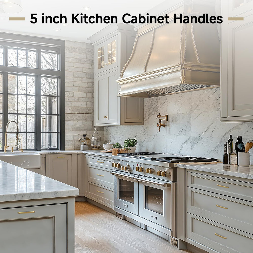 30 Pack 5 Inch Cabinet Handles - Champagne Bronze Modern Square Gold Cabinet Pulls Kitchen Drawer Handles for