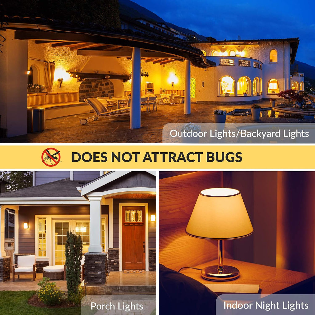 LED Bug Non-Attracting A15 Yellow Bulb ETL Listed 5W, 4 Pack