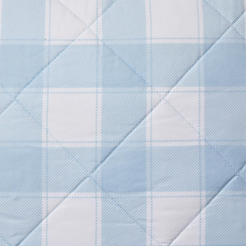 Blue Quilt for Bed, 2-Piece Gingham Scalloped Bedspread Coverlet and Sham (Checkered Bliss)
