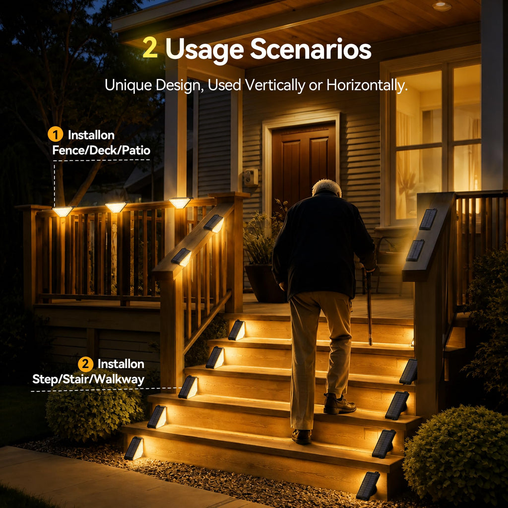 Solar Step Lights for Outside, Warm White Solar Stair Lights 8 Pack