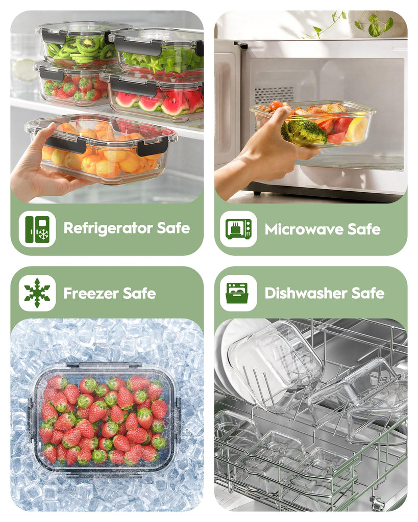 40 Piece Glass Food Storage Containers with Airtight Lids
