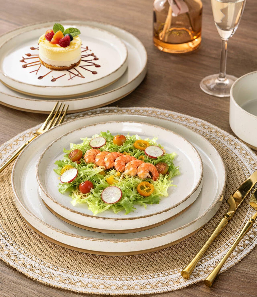 Stoneware Dinnerware Sets for 4,12Pcs Plates and Bowls Set