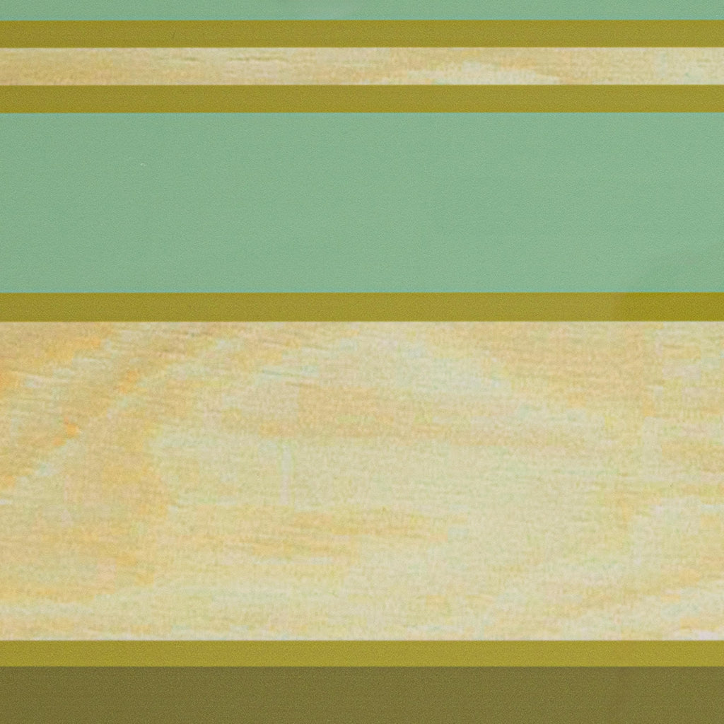 Coastal Decorative Surfboard Coffee Table, Stripe Overlaid On Natural Wood