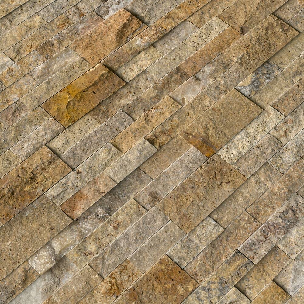 Scabos Travertine Splitface Stacked Ledger Wall Panel 6 in. x 24 in. Natural Stone Tile for Accent Walls Kitchen
